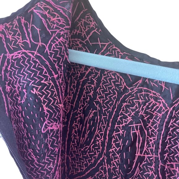 Vintage Womens Top Size 44 Pink Handmade Beaded Sequin Flame Pattern Pure Silk - Picture 8 of 13